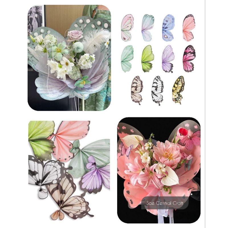 

1 Sett ( 2 Pasang)Butterfly Wings Non Transparant Kertas Motif Kupu kupu Wrapping Flower Kupu Kupu Non Waterproof Kertas Motif Kupu Warna Warni