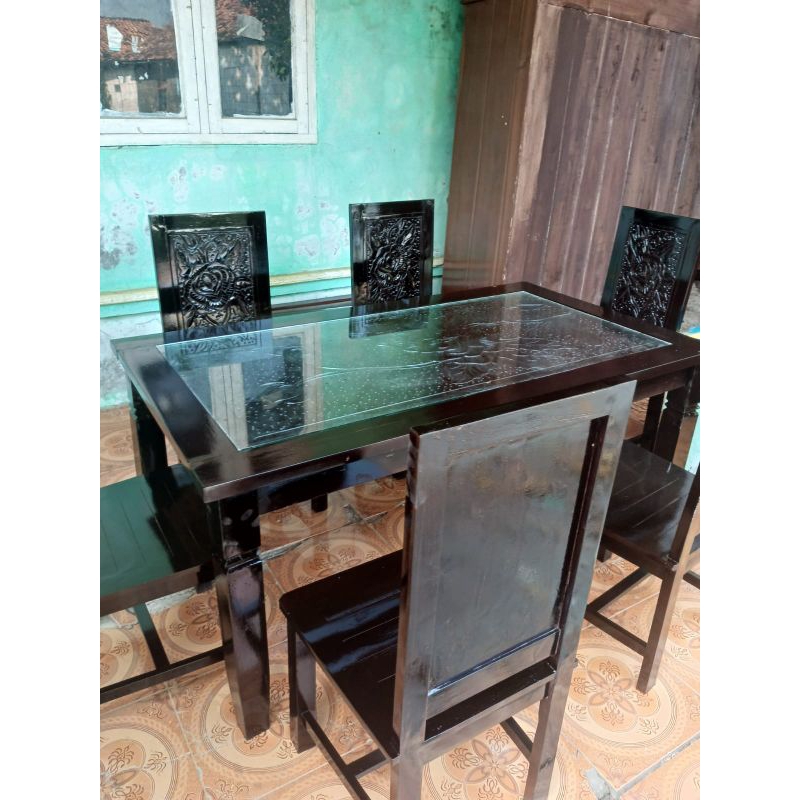 meja makan 6 kursi jati asli tua