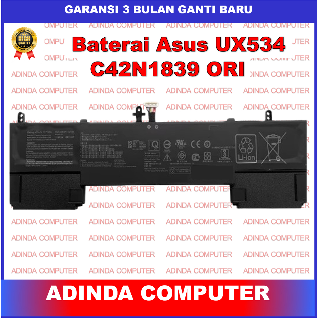 Baterai ASUS ZenBook 15 UX534 UX534F UX534FT UX534FTC UX534FA UX534FAC C42N1839