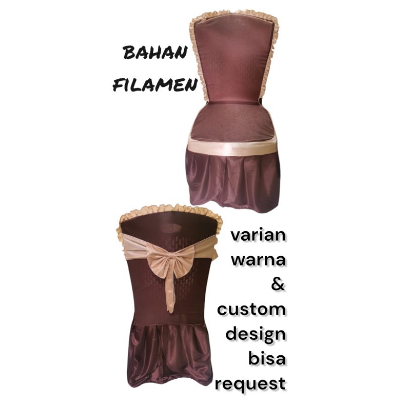 Sarung Kursi/Cover Kursi Napoli 209 Coklat Rempel+Pita Cream