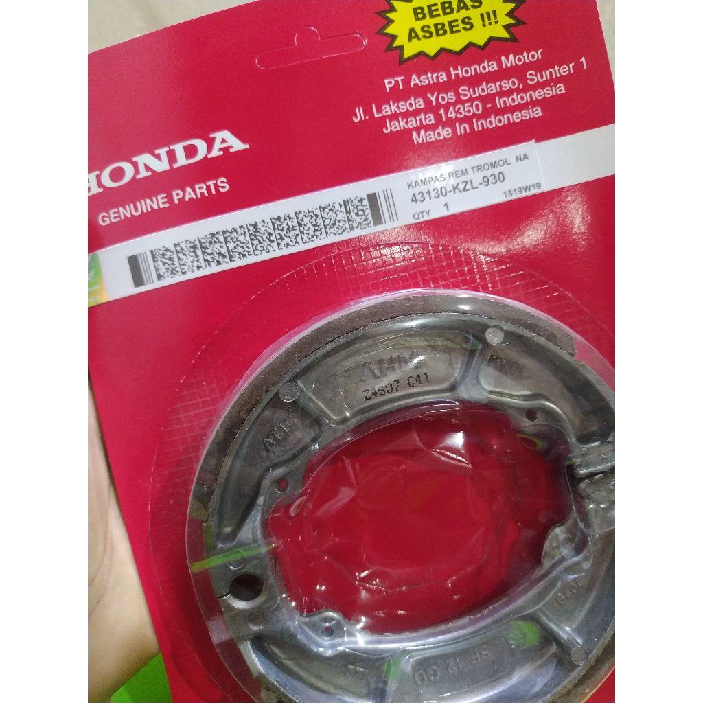 KAMPAS REM PIRODO BELAKANG  HONDA KODE KZL BEAT FI VARIO SPACY ALL NEW BEAT FI ORIGINAL