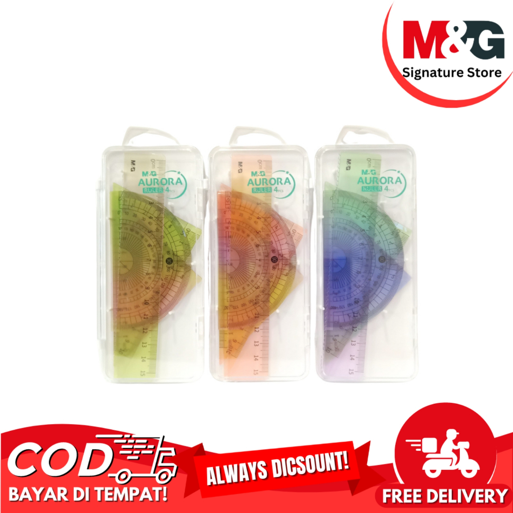 

Set Penggaris Isi 4 Pcs Aurora Ruler M&G #ARL960AN Warna Aurora Penggaris Alat Ukur