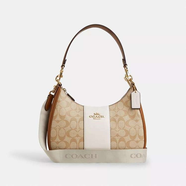 Coach Teri Hobo Sling Bag Shoulder Bag Light Khaki