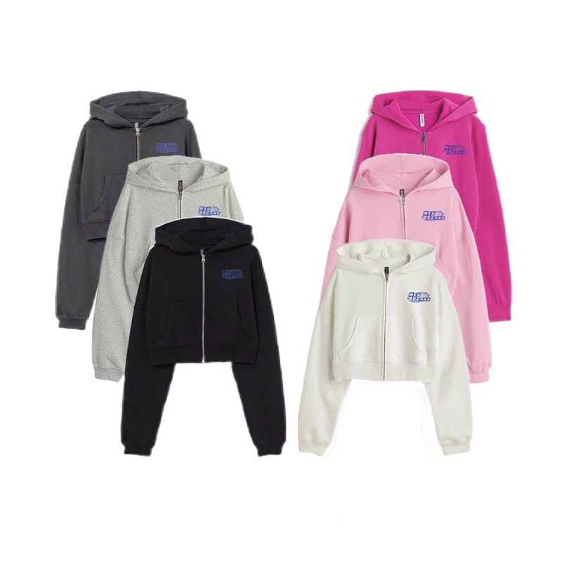 HM NEW JEANS CROP TOP ZIPPER HOODIE SWEATER