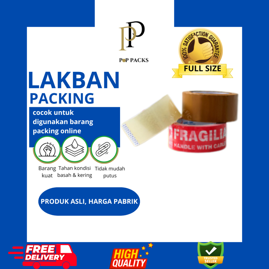 

Lakban Bening Coklat PopPacks 48mm x 100 Yard Pasti Pas Isi 3!