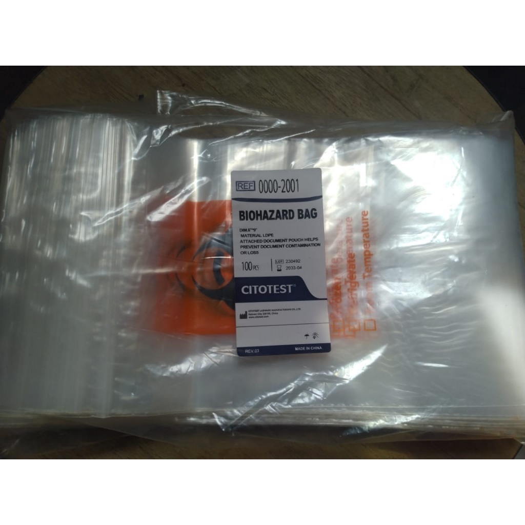 Biohazard Bag / Disposable Specimen Bag 6 x 9' Citotest