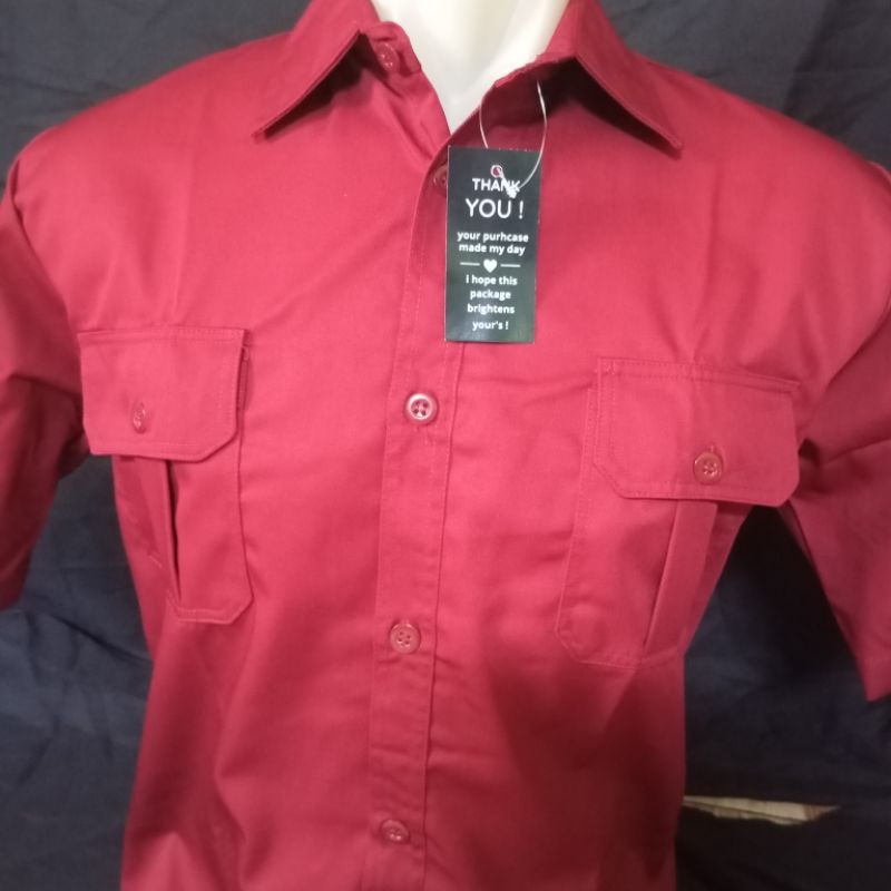 atasan kemeja pria warna maroon polos seragam kerja baju pdh/pdl pria/wanita bagan adem tidak panas 