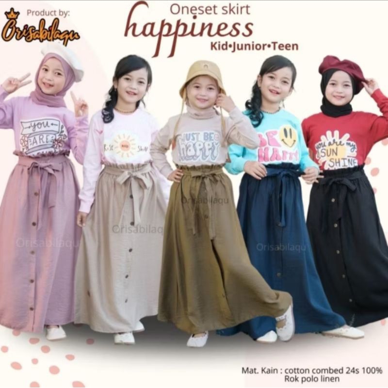 Oneset Happiness By Orisabilaqu Setelan Rok Anak Happiness Orisabilaqu