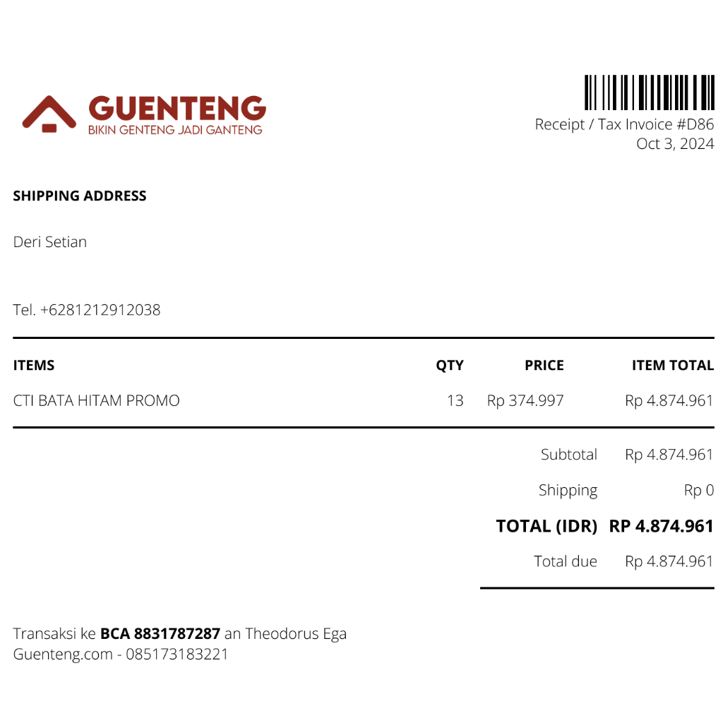 Genteng Bitumen Hitam Promo