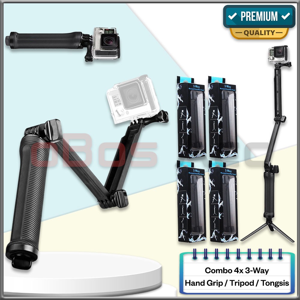 Combo 4x 3-Way Grip Arm Tripod Tongsis For Action Cam Brica B-Pro5 GoPro Hero SJCAM Xiaomi Yi Eken C