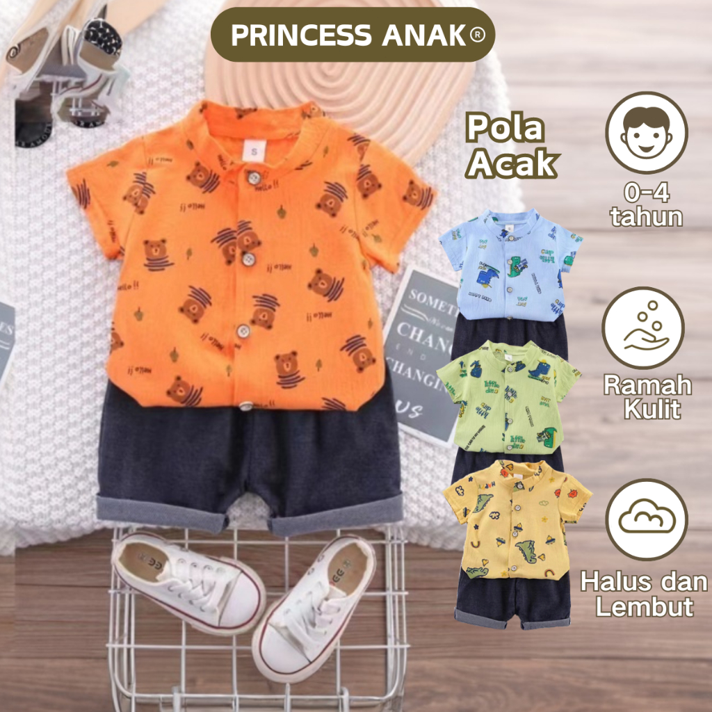 [PRINCESS ANAK]  0-4  Tahun Setelan Kemeja Bayi Laki-laki baju setelan anak laki-laki import baju se