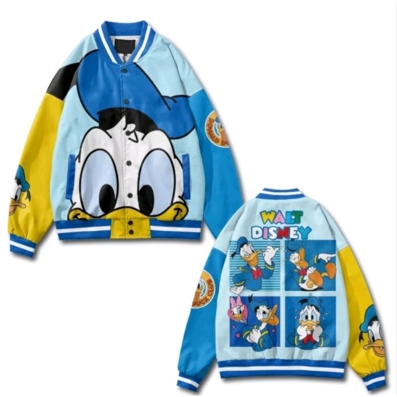 Jaket varsity motif donald fullprinting/jaket varsity unisex