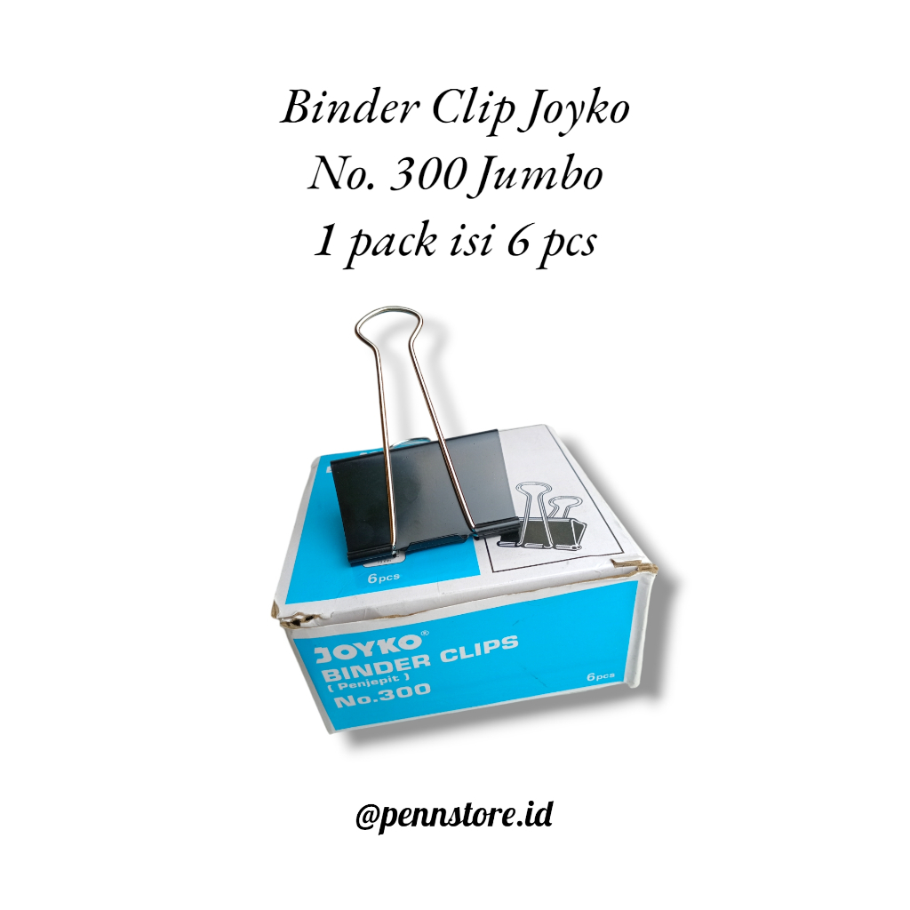 

(1 pack isi 6) Binder Clip Joyko No. 300 Jumbo / Penjepit Kertas Jumbo Hitam