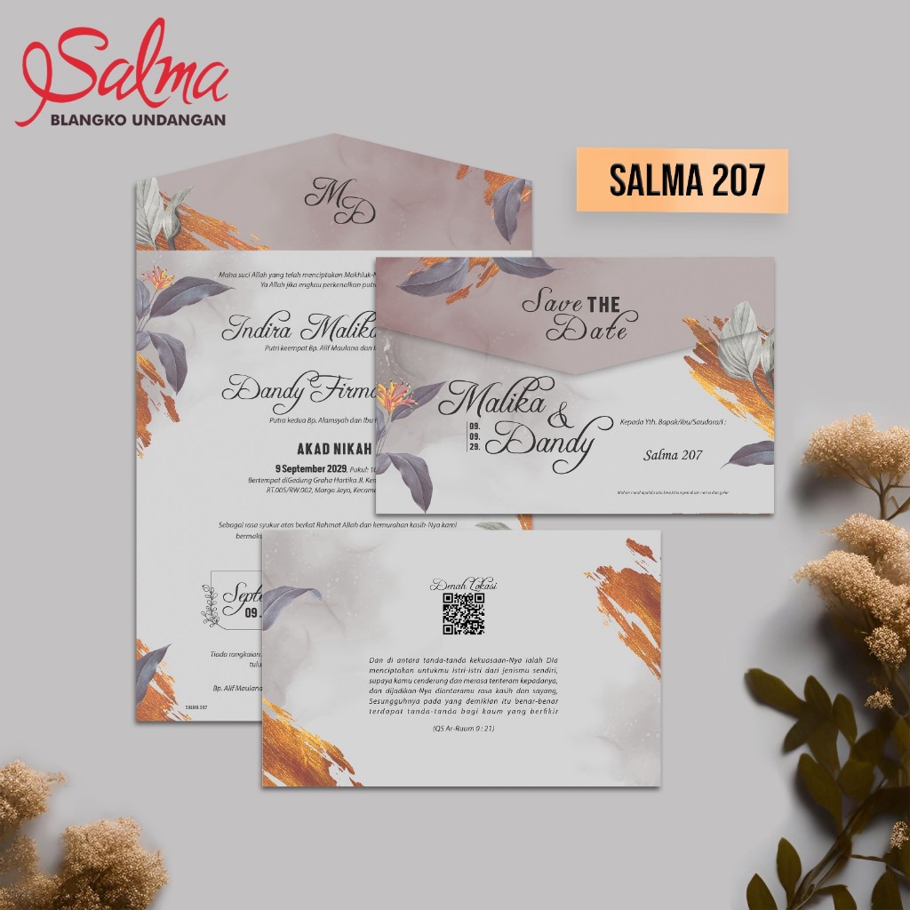 Undangan Blangko Pernikahan Salma 207 | Blangko Undangan Pernikahan Kosong Salma 207