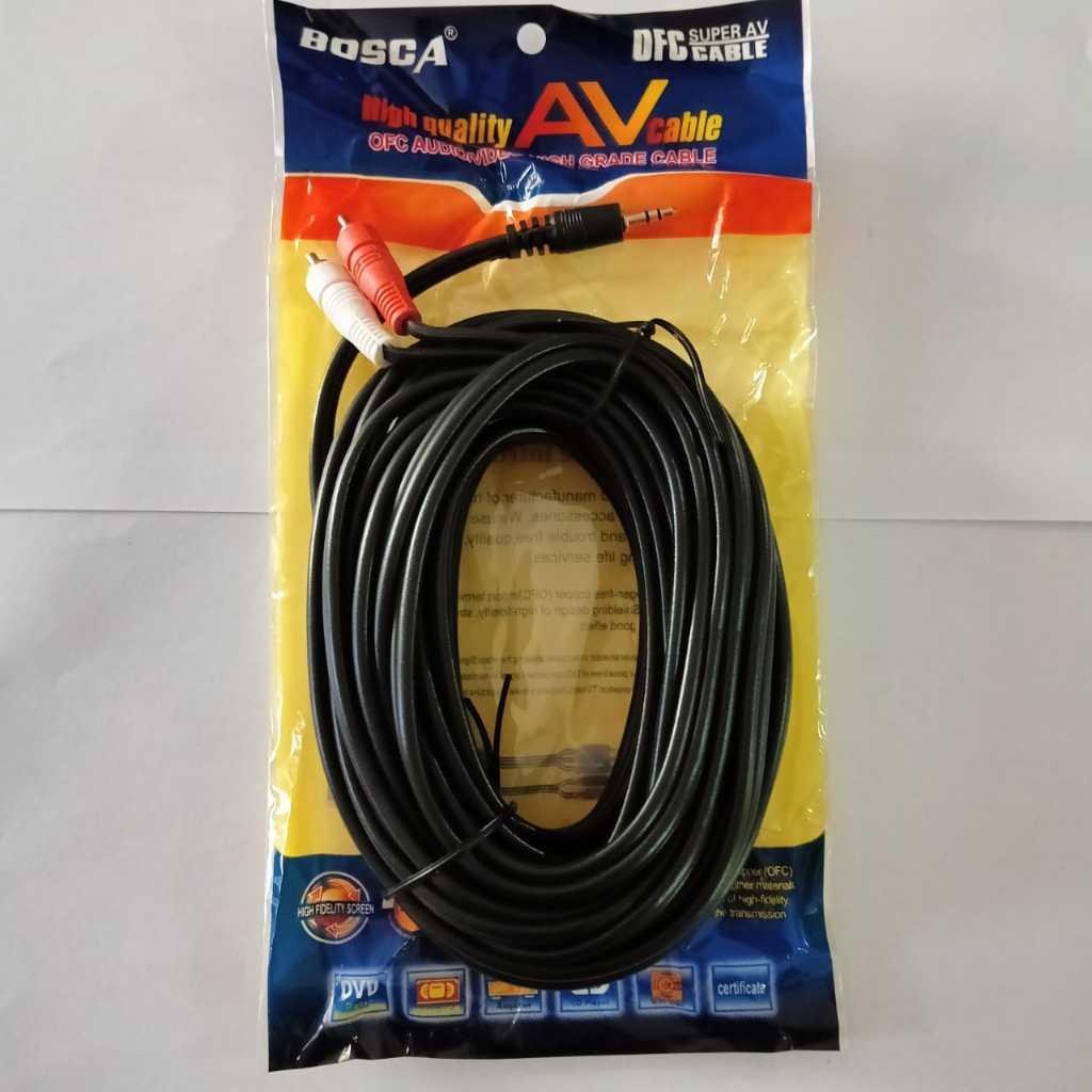 Kabel AV Audio 2 in 1 10Meter Kabel RCA 2-1 10mtr Kabel AUX 2in1 Cable Audio RCA 2in1 Jack 3.5mm Kab