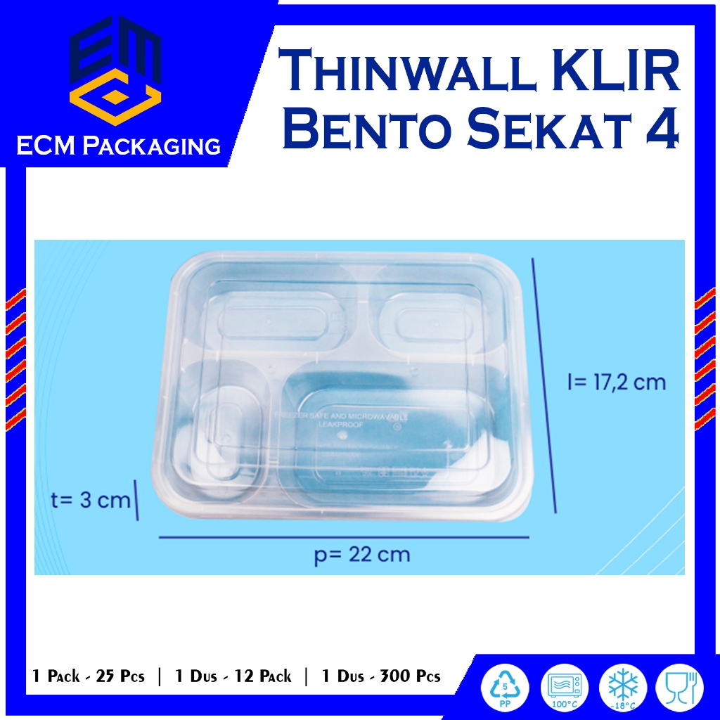 1PCS THINWALL BENTO SEKAT 4 | THINWALL SEKAT 4 | KOTAK MAKAN PLASTIK