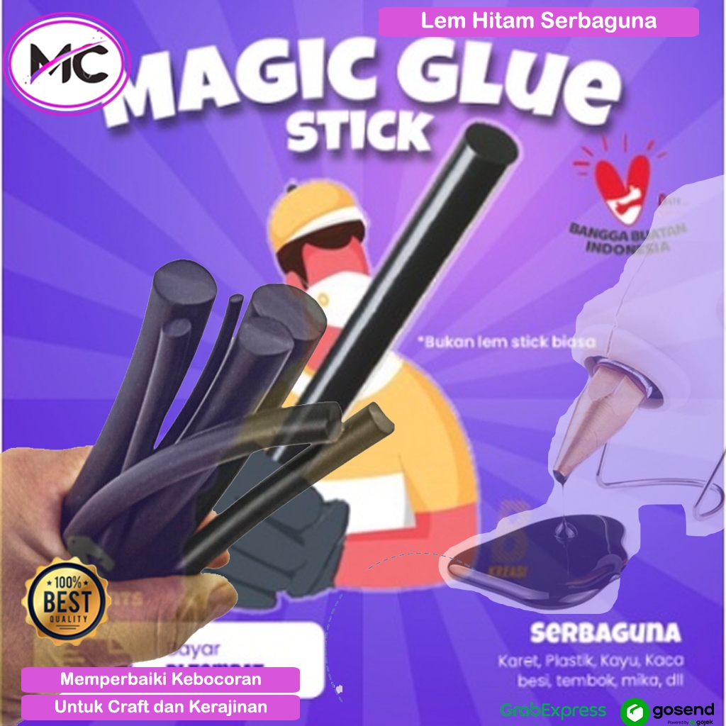 Lem Bakar Hitam Ajaib Lem Tembak Kecil Warna Hitam Penambal Lubang Ember Plastik Refill Gluestick Ke