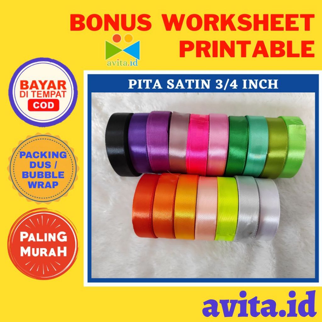 

Avita.id pita satin 3/4 inch - pita buket - pita satin warna polos - wrapping - satin