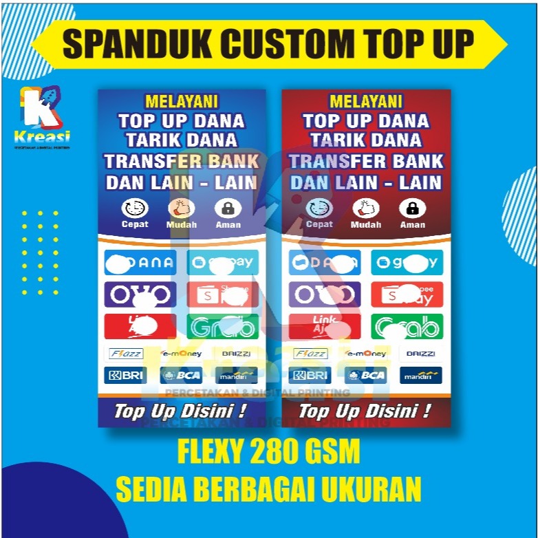 Spanduk konter top up / banner top up