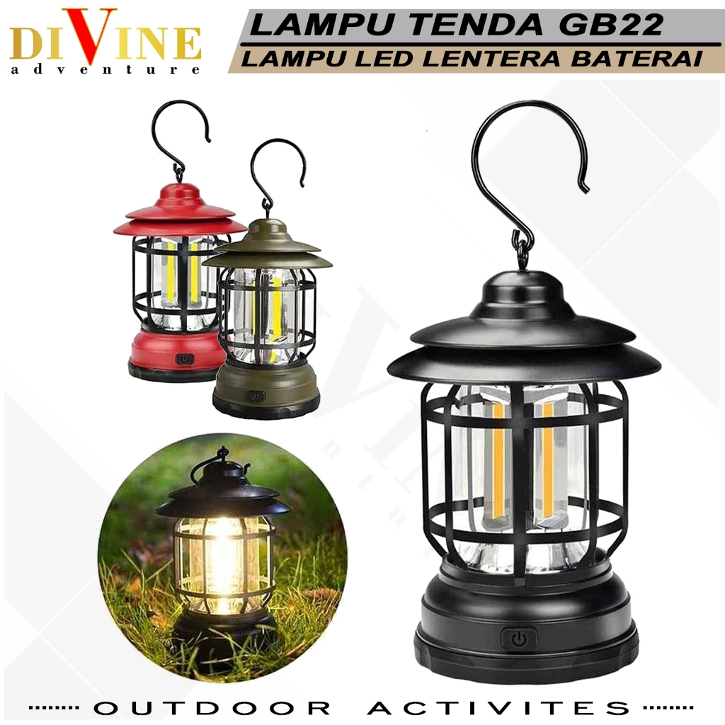 lampu tenda camping gb22 type baterai lampu tenda led cob lampu emergency gb-22 baterai AA