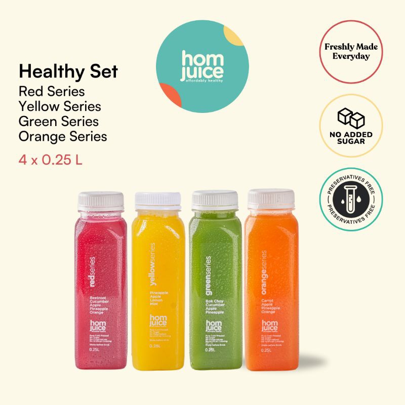 

Jus Sehat Jus Detox Cold Pressed Juice | Paket Homjuice Healthy Set isi 4 Botol 250ml Mix Buah dan Sayur Tanpa Gula Tanpa Pengawet