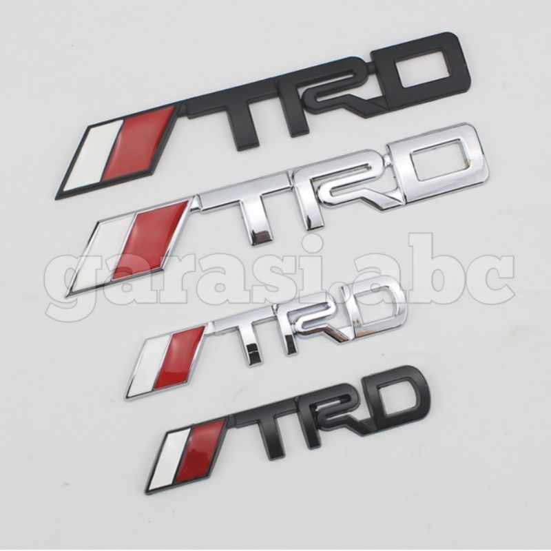 Emblem Badge Body TRD Timbul 3D Sticker Stiker Tulisan Logo Bodi Fender Krom Chrome Hitam Black 3 D 