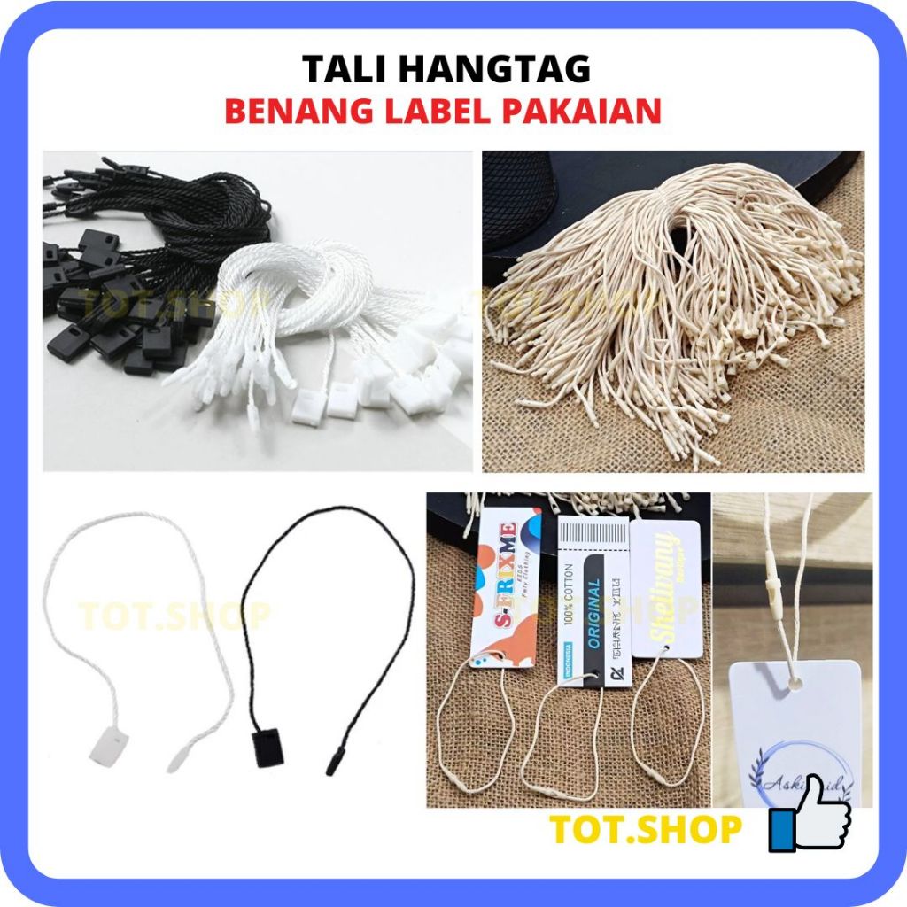 

[1.000pcs] TALI HANG TAG Hitam Putih LABEL BAJU PAKAIAN Benang Nylon Tag Rope Murah Tali Hangtag String Handtag LOCK PIN LOOP PIN (1.000pcs)