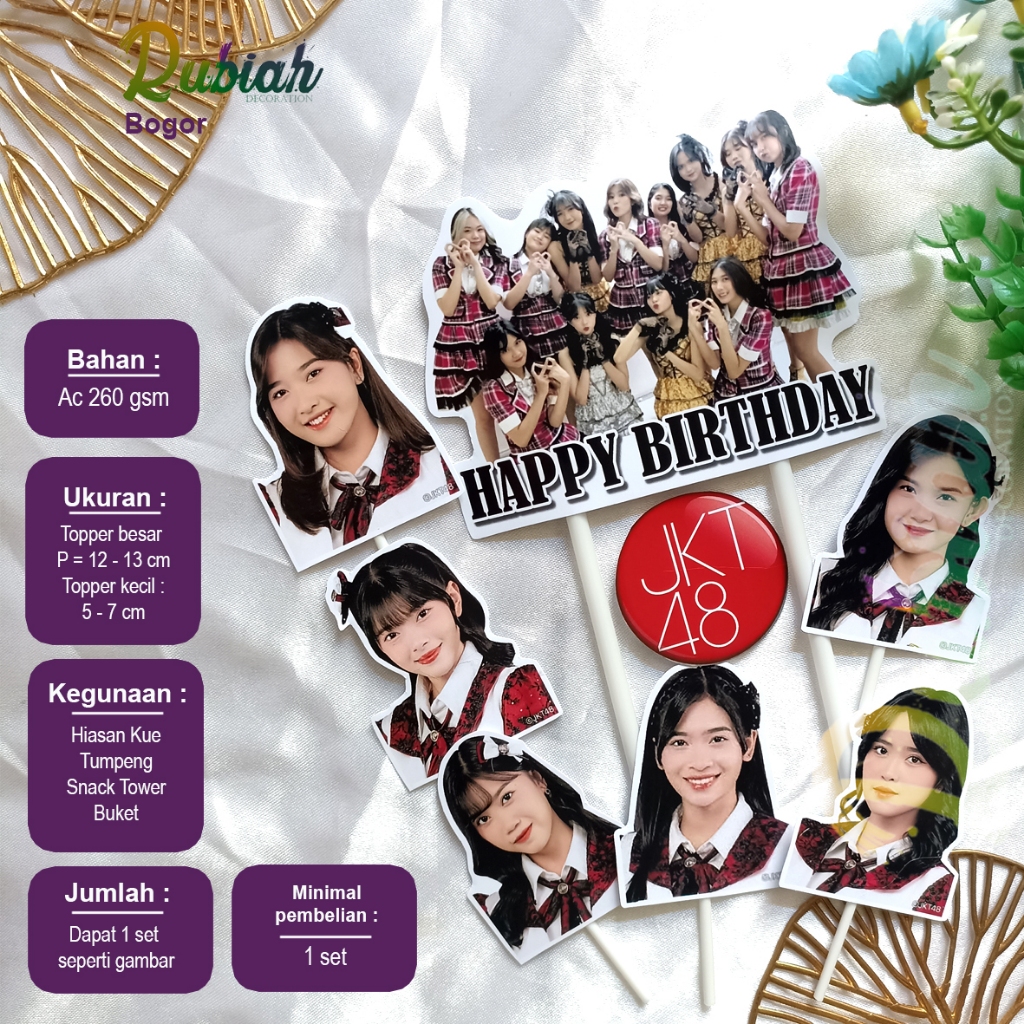 Custom Nama Foto Topper cake JKT48 Hiasan Kue Ulang Tahun Snack Tower Buket Tumpeng