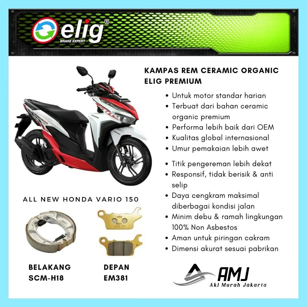 ELIG Kampas Rem Belakang Vario Beat Scoopy Genio PCX 125 150 CBU Kampas Tromol SCM-H18