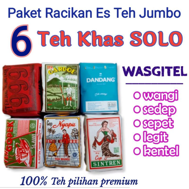 

Paket jualan es teh jumbo khas solo wasgitel isi 6 teh