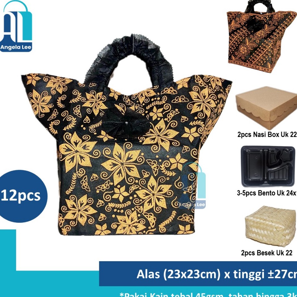 

Top Grade 12pcs Tas Kain Spunbond Pita u 2dus 22x22 Hajatan Syukuran Batik Bunga Hajatan Syukuran Tahlilan