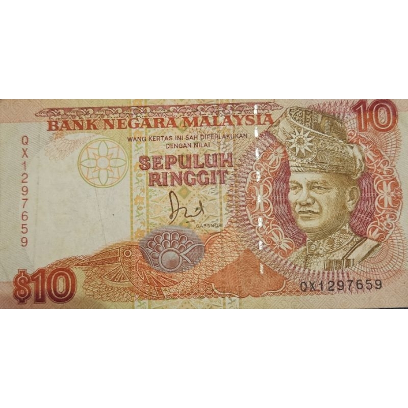 Uang Asing Kuno Negara Malaysia 10 Ringgit tahun 1995 Kondisi AXF utuh Bagus Original 100%
