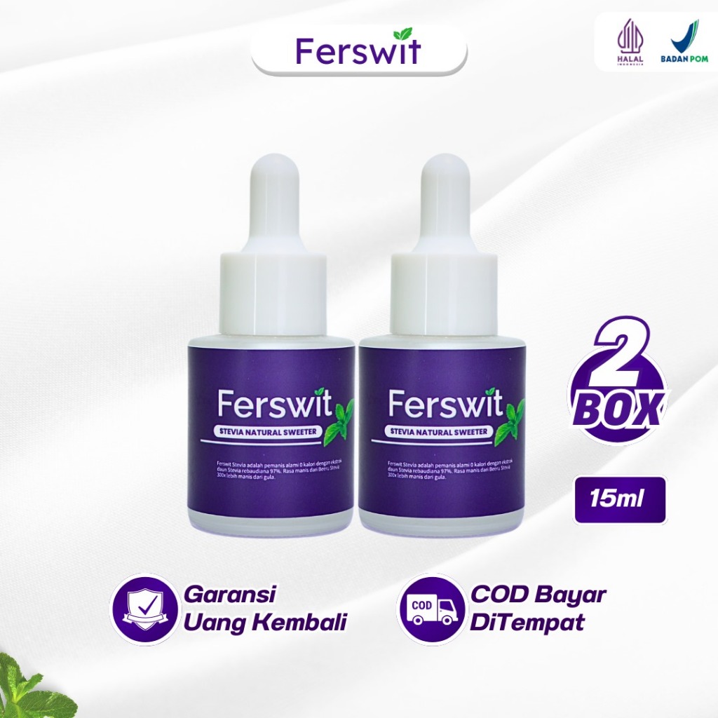 

Ferswit Pemanis Alami Gula Stevia Tetes Paket 2 Botol