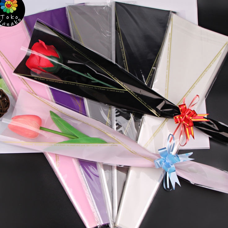 

Kejar Sekarang 1pcsClear Rose Sleeve Kantong Bunga Cellophanekantong bunga rose single isi 5 pcs dan 1 pcs