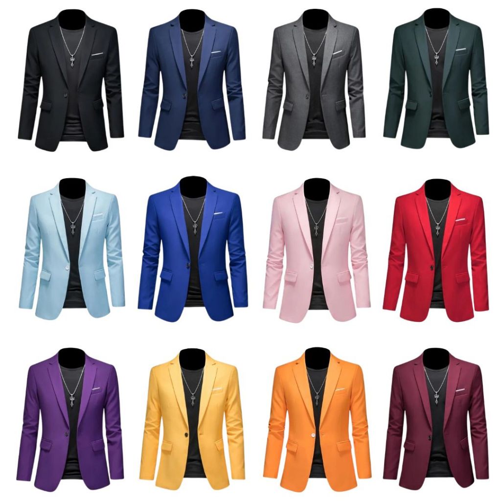 ORIGINAL MATJAR NAJAH JAS BLAZER FORMAL PRIA DEWASA SLIMFIT WISUDA WEDDING MC GROMSMEN HITAM PUTIH