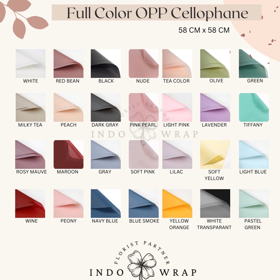 

Model Terlaris 2 LEMBAR KERTAS FLOWER WRAPPING FULL COLOR OPP CELLOPHANE KERTAS BUKET BUNGA HAND BOUQUET