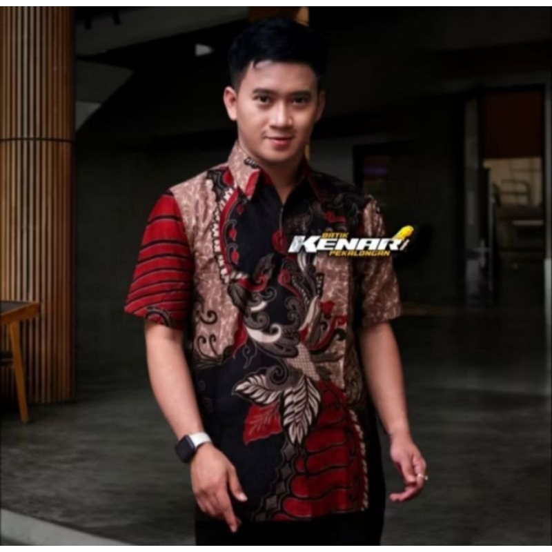 Batik Pendek Pria Motif sangkuriang Merah