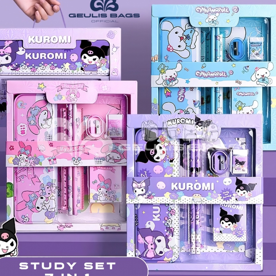

Big Star GEULIS BAGS Studen Set Alat Tulis Sekolah Karakter Kuromi Cinamonrol My Melody 7 In 1