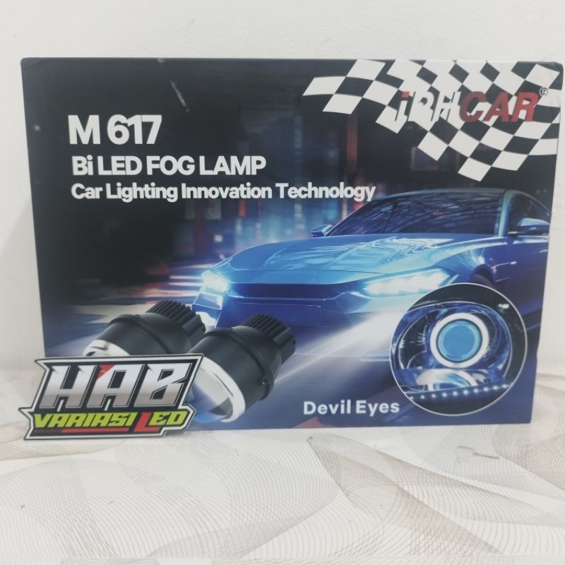 BILED FOGLAMP IPHCAR M 617 DEMON EYES PROJECTOR LENS PROJIE DEMON MERAH DAN BIRU