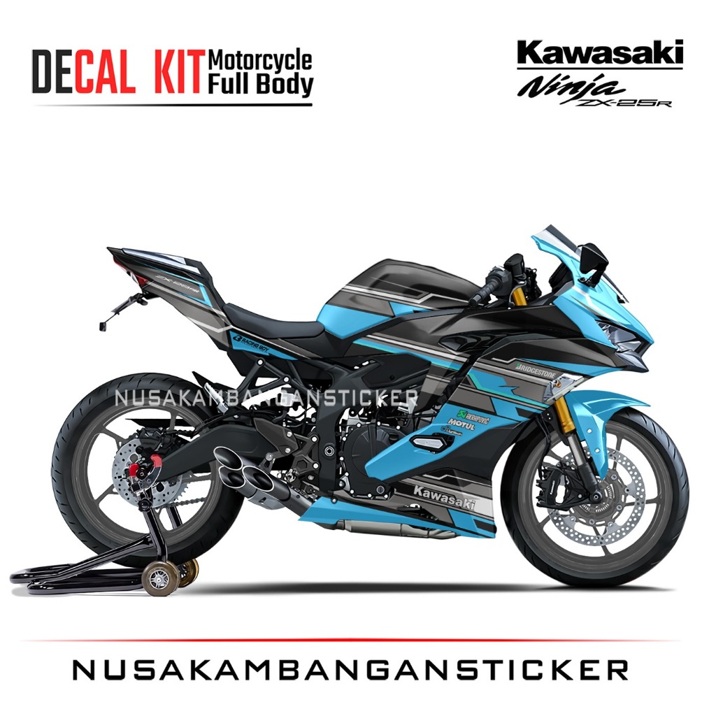 DECAL STICKER ZX25R HITAM GRAFIS ABU ABU BIRU MUDA FULBODY