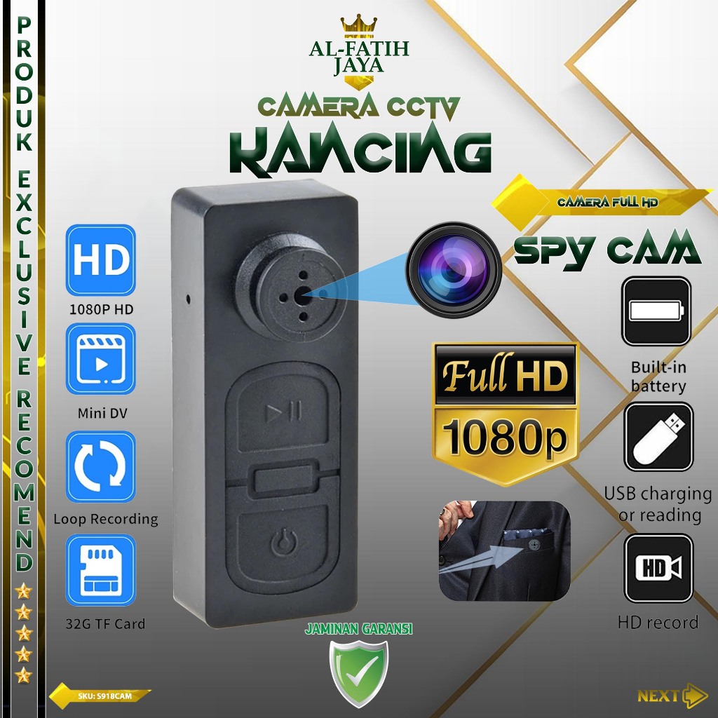 Spy Kamera Mini Kancing HD 720P Spycam Camera Pengintai Tersembunyi Model Kancing Baju Kamera Unik C