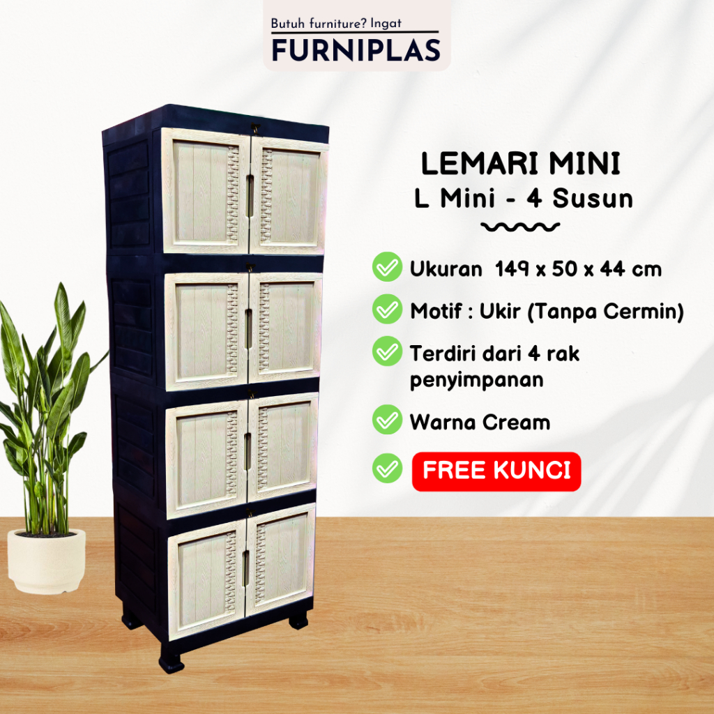 Lemari Mini / Lemari Plastik / Lemari Susun / Lemari Pakaian / Lemari Plastik Mini Susun 4 - Wapolin