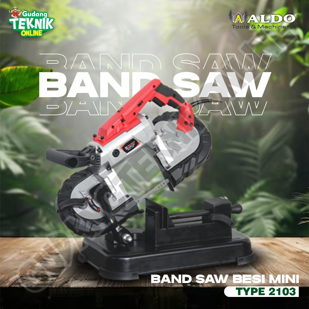 Mesin Band Saw Besi Mini ALDO 2103 / Mesin Gergaji Band Bend Saw Besi - Mesin Band Saw Potong Besi D