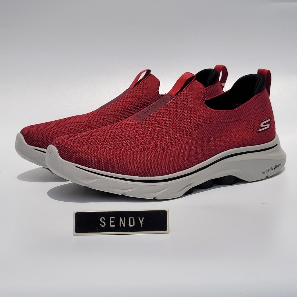 Skechers Go Walk 7 216633/RDBK Red Black Warna Merah Original 100% Ori Asli Authentic Sepatu Slip On