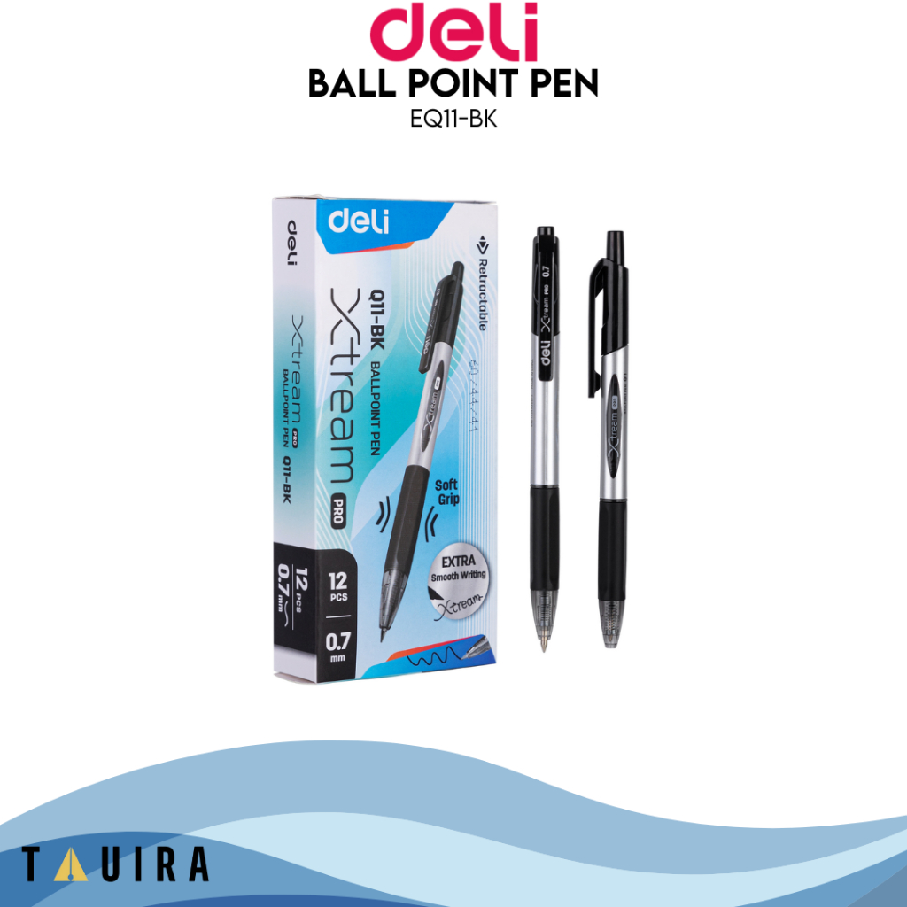 

Deli EQ11 Pena Pen Pulpen Retractable Ballpoint Tinta Hitam 0.7 mm