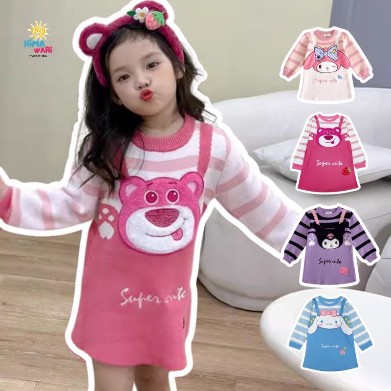 ATASAN ANAK PEREMPUAN WINKA USIA 6-7TH MOTIF KARTUN KUROMI LENGAN PANJANG TUNIK PREMIUM