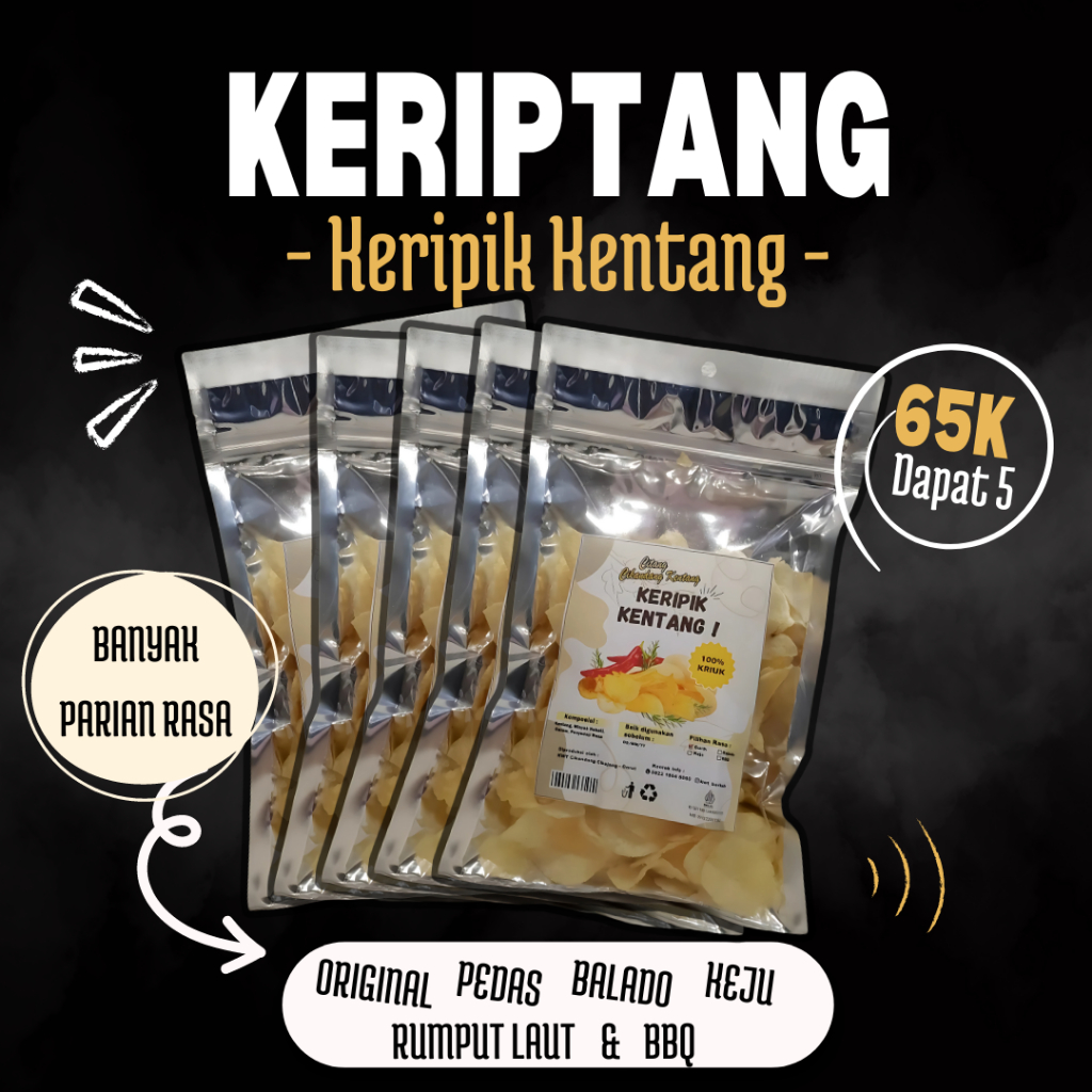 Kriptang Keripik Kentang Manohara Balado Pedas Keju Original 500 gr Snack Kiloan Cemilan Enak