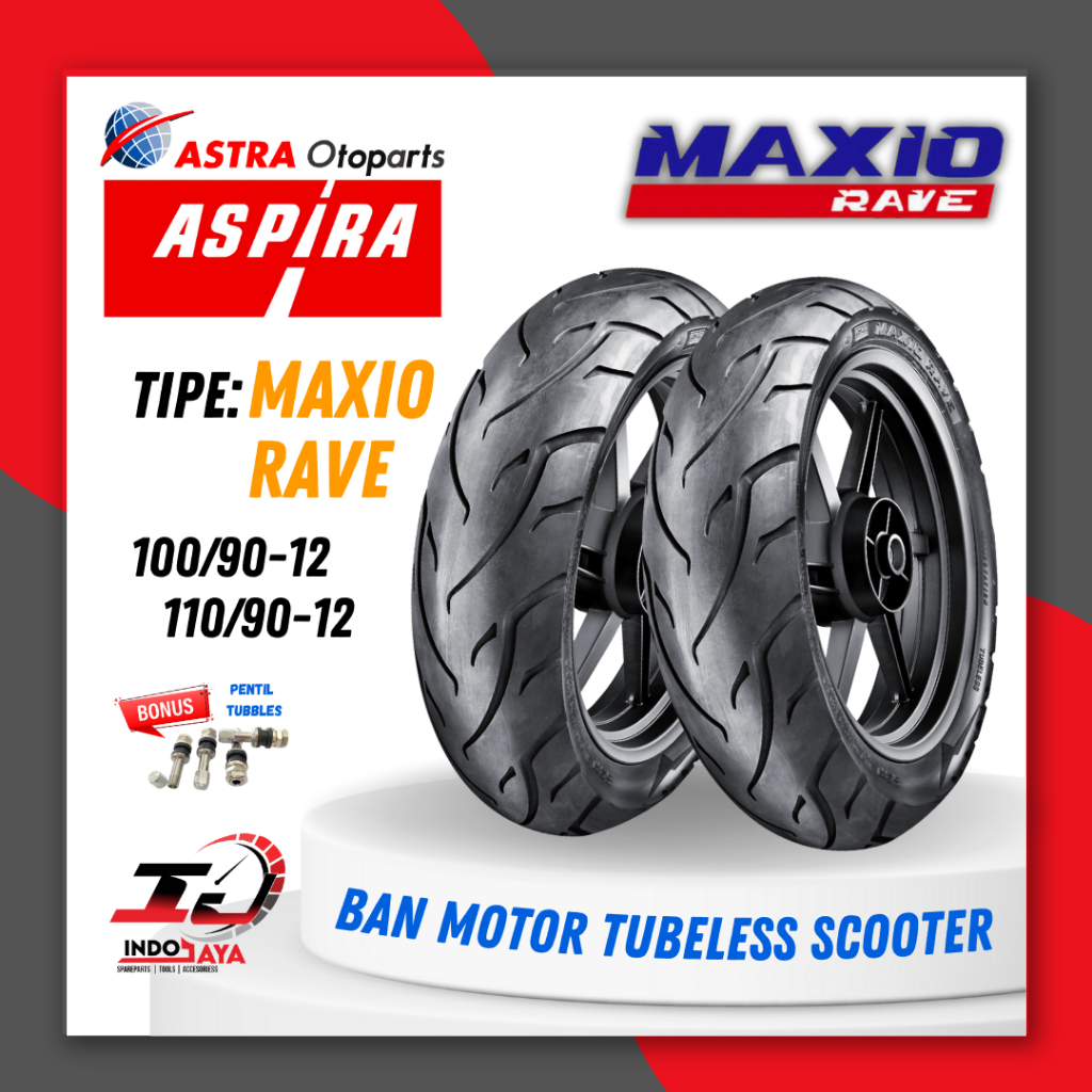 [READY COD SEPASANG] BAN ASPIRA TUBELESS MAXIO RAVE RING 12 100/90-12 110/90-12 / BAN LUAR SCOPPY RI