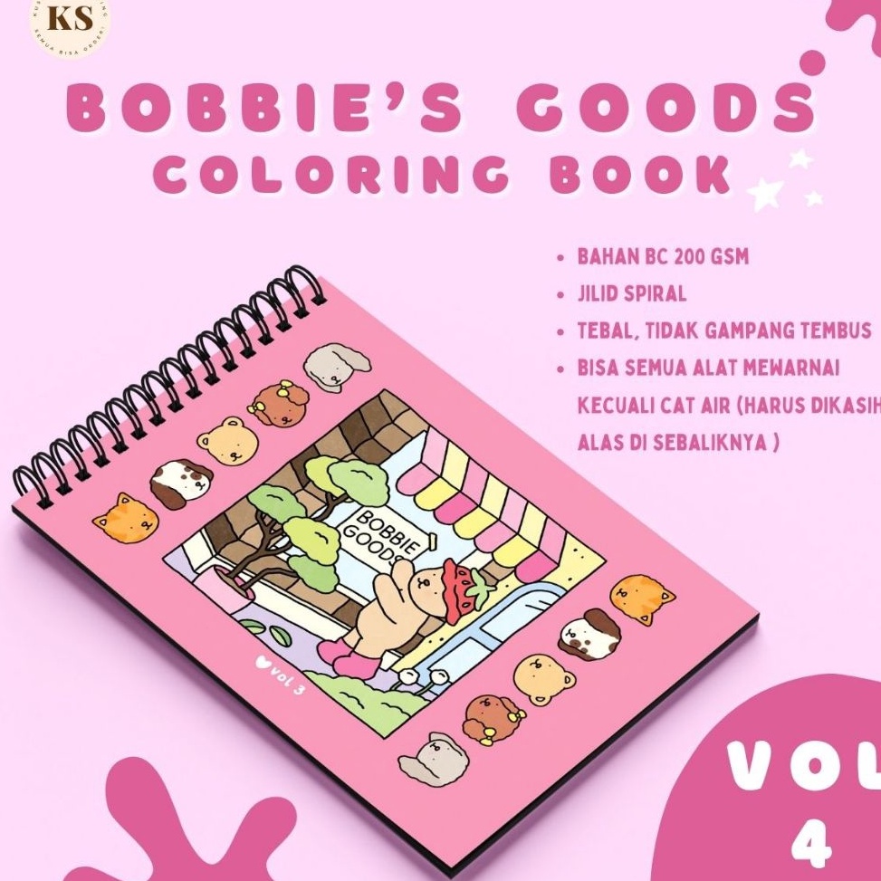 

KODE J97H Bobbies Goods Vol4 Coloring Book Buku Mewarnai Anak Remaja Dewasa Aesthetic Kertas Tebal