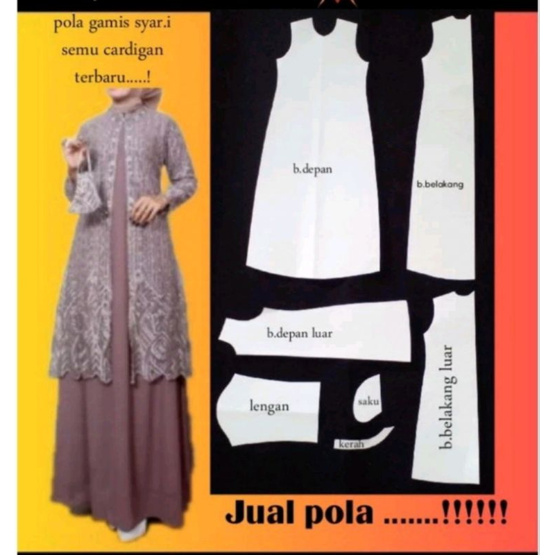 pola gamis kombinasi brokat mungil imut meuleneu